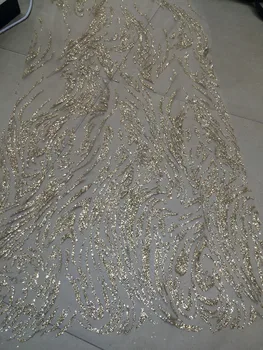 

new style African french lace fabric high quality SH-191 with glued glitter
