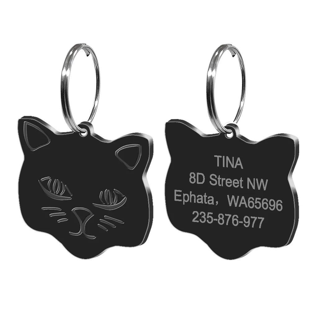 Персонализированные животное кошка ID тегов Маленькие кошки индивидуальные выгравировать теги домашние имя телефона нет. табличка подарок колокол милый котенок Форма
