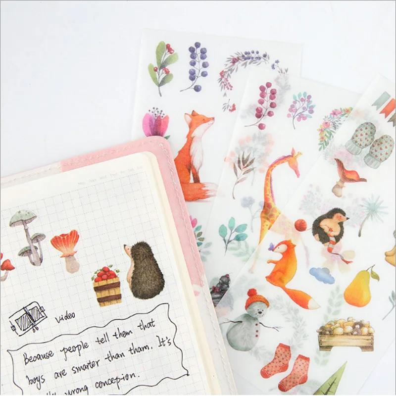 

6pcs/lot kawaii forest animals children Paper diy Decorative Sticker Diary Album Label Sticker Scrapbooking Sticker Stationer