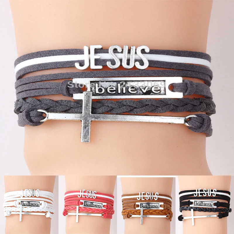 (10pcs/lot) infinity love jesus faith charm bracelets cross believe