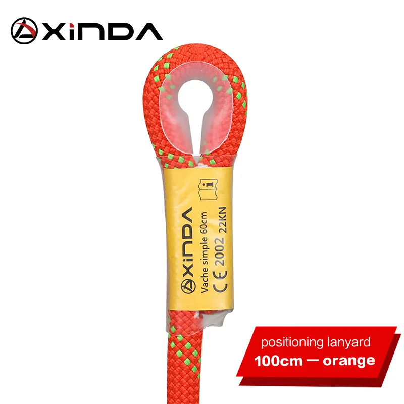 Xinda Профессиональный скалолазание 10,5 мм динамический строп защитный глаз к глаз слинг альпинизма оборудование - Цвет: Orange-100cm