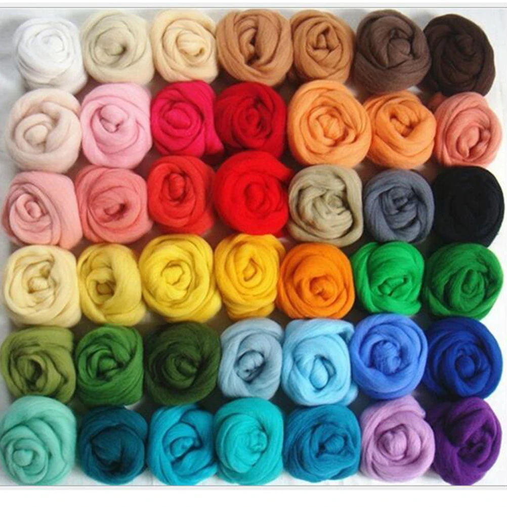 

36 Colors Wool Roving Fibre Wool Yarn Roving For Needle Felting Hand Spinning DIY