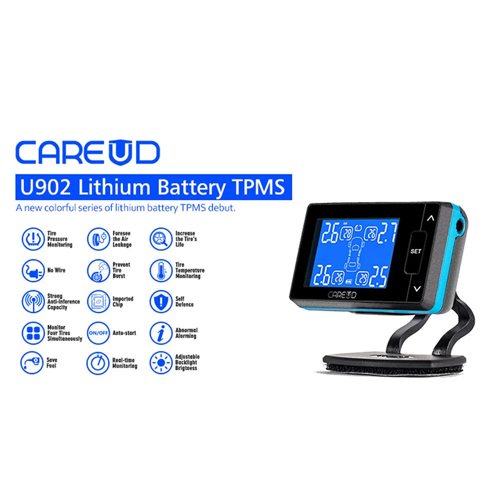 DC8V-16V, Универсальная автомобильная система контроля давления в шинах TPMS, беспроводная система контроля давления в шинах+ 4 колеса, шины, внешний датчик, сменный ЖК-аккумулятор