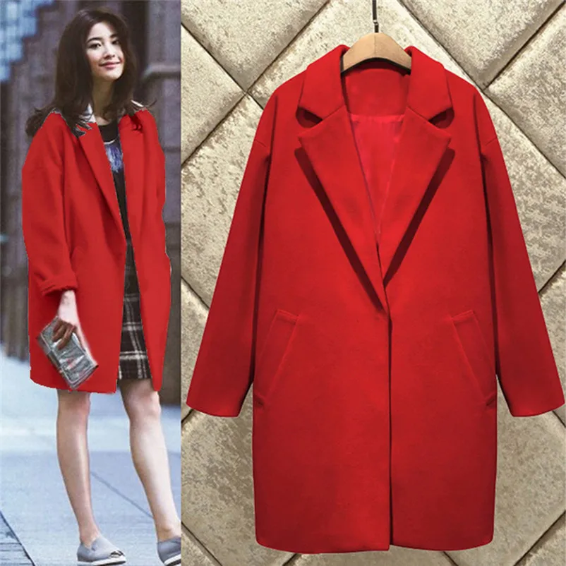 Fashion coats and jackets women winter ladies coats Winter Lapel Wool Coat Trench Jacket Slim Casual Overcoat Outwear O15#N (11)