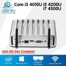 Intel Мини-ПК Core i5 4200U i7 4500U i3 4010U компьютер мини Окна 10 Linux Безвентиляторный Barebone Настольный компьютер 4 К HD HTPC