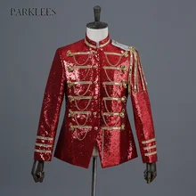 Блестящий военный пиджак, мужской пиджак, повседневный приталенный блестящий костюм с блестками для мужчин, крутой ночной клуб, DJ, сценический певец, блейзеры для мужчин