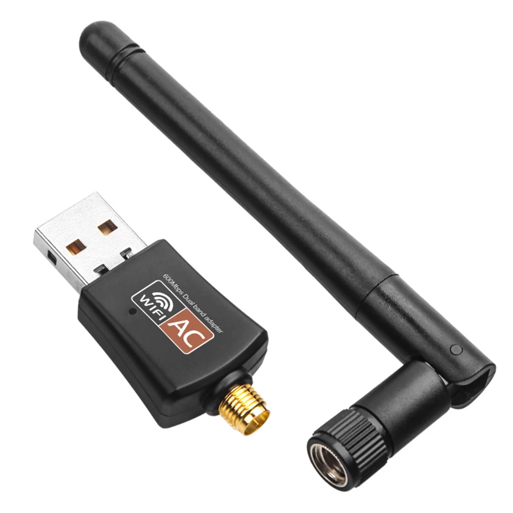 USB WiFi адаптер 600 Мбит/с двухдиапазонный беспроводной сетевой адаптер Dongle 2,4 ГГц/5,0 ГГц Ethernet 802.11AC w/антенна для ноутбука