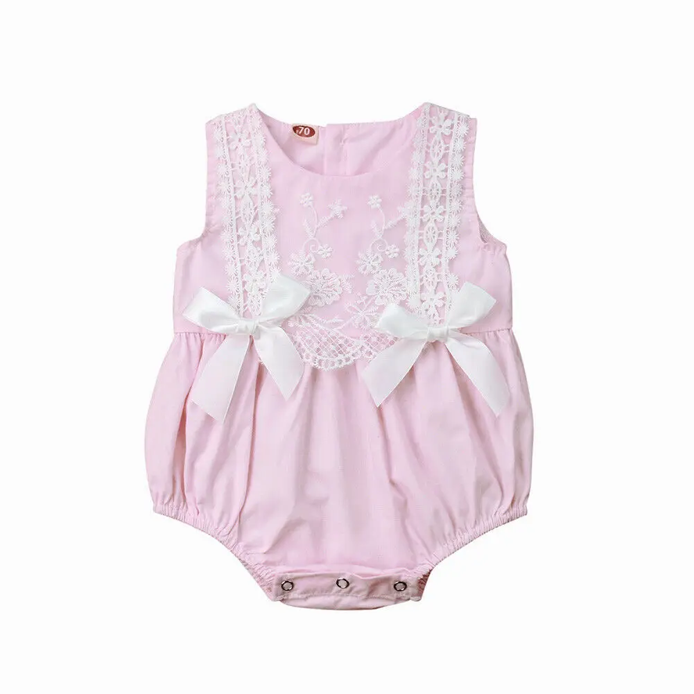 0-24M New Infant Newborn Baby Girls Clothing Lace Floral Ruffles Rompers Jumpsuit Cute Bow Sunsuit Summer Costume | Мать и ребенок