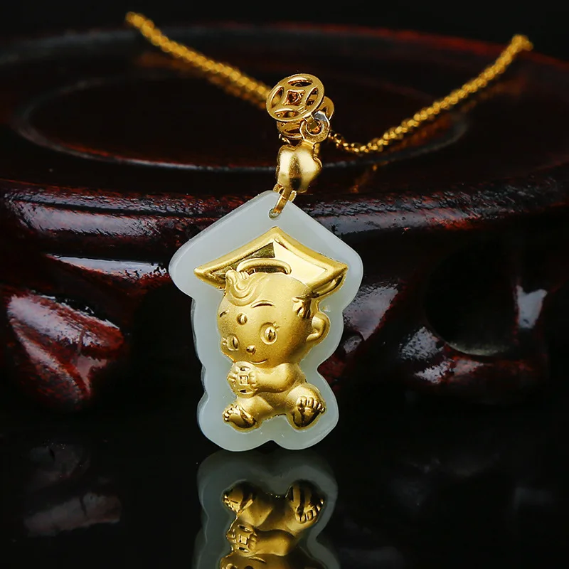 

2019 Real Asg Choker Necklace Factory Direct Sale Wholesale Inset Jades Pendant Hetian Natural Hotan Little Doctor In Our 3 D