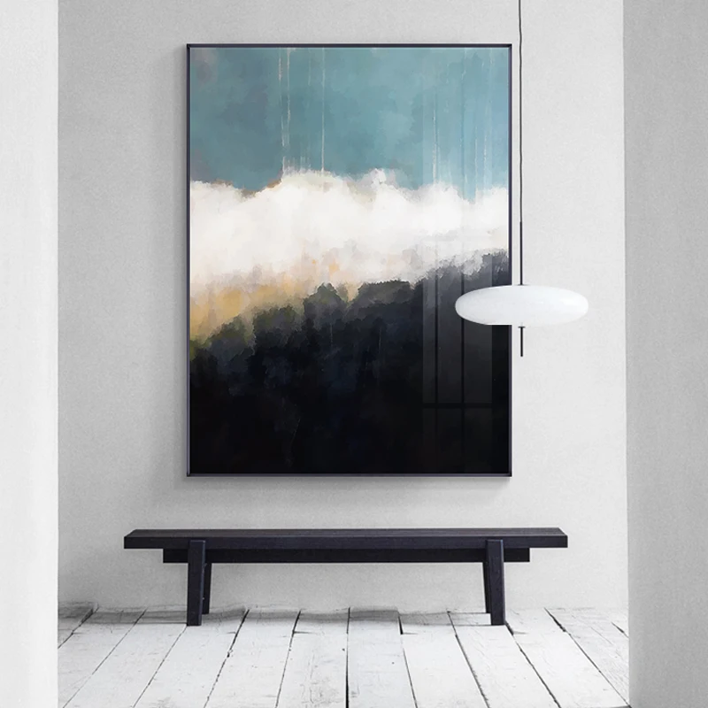 Abstract Blue Black Colour Canvas Art Modern Cuadro Decor Home Fashion Wall Art Picture for Living Room Nordic Poster and Print