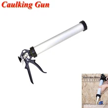 600ml Aluminum Casing Caulking Gun Durable Sausage Silicone Gun Adhesive Sealant Guns Caulking Tool C2051202 pneumatic sealant gun 600ml air gun valve silicone sausages caulking tool caulk nozzle glass rubber grout construction tools