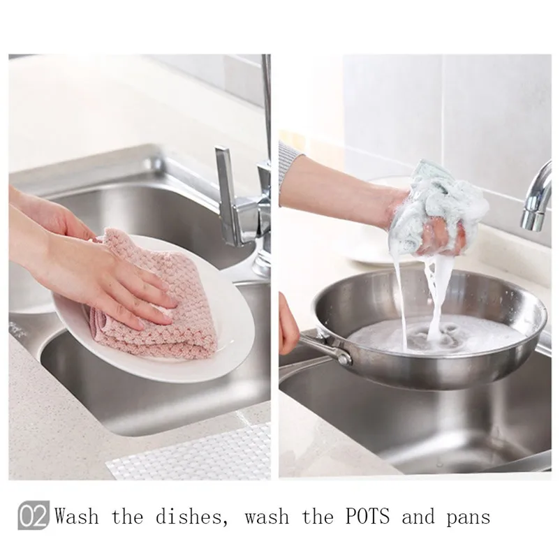 High quality Efficient Anti-grease Color Coral Velvet Dish Cloth Fiber Washing Towel Magic Kitchen Cleaning Wiping 5S12 (3)