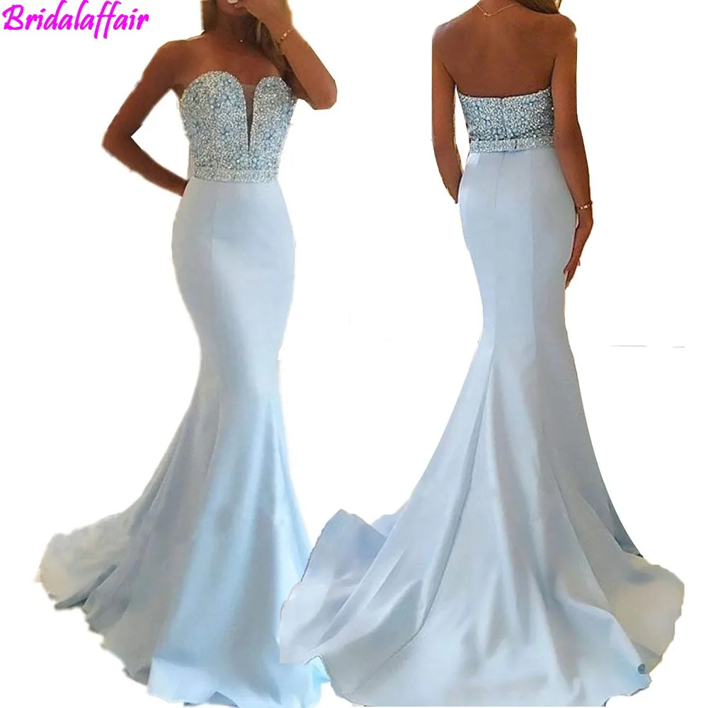 

Women's Strapless Evening Dress Beaded Sweetheart Mermaid Prom Dresses Long Gown suknia wieczorowa evening gowns for women