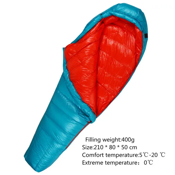 Winter Sleeping Bag Duck Down Filled 400g 600g 800g 1000g Ultralight Tent Sleeping Bag For Outdoor Camping Kiking Backpacking - Цвет: blue red 400g