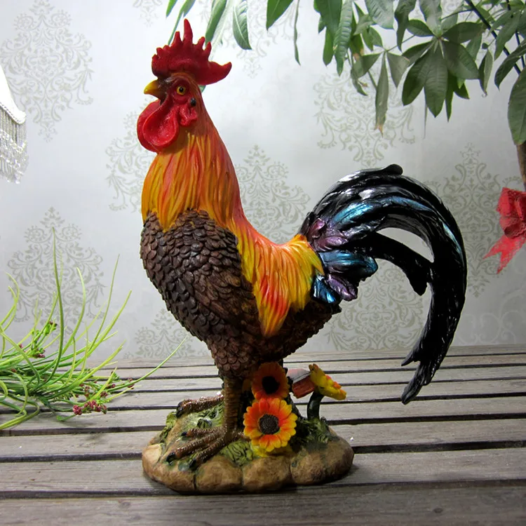 

handmade resin cock figurine ornaments animal decoration figurine