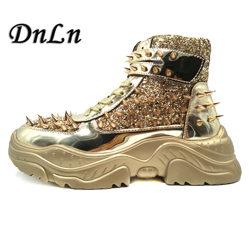 

Men Shoes High-Top Fashion Spike Sneakers Shoes Outdoors Flats Casuals Shoes Chaussure Homme 34D50