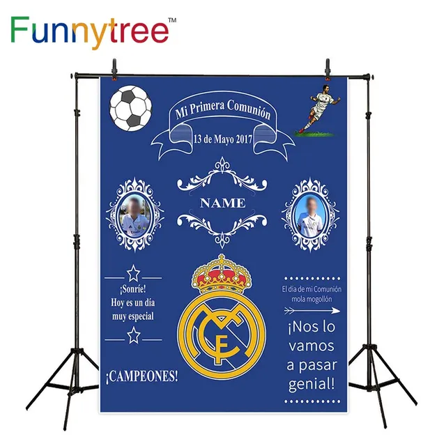 Funnytree photography backdropsfootball game communion child blue badge banner photocall studio funds camera photographic