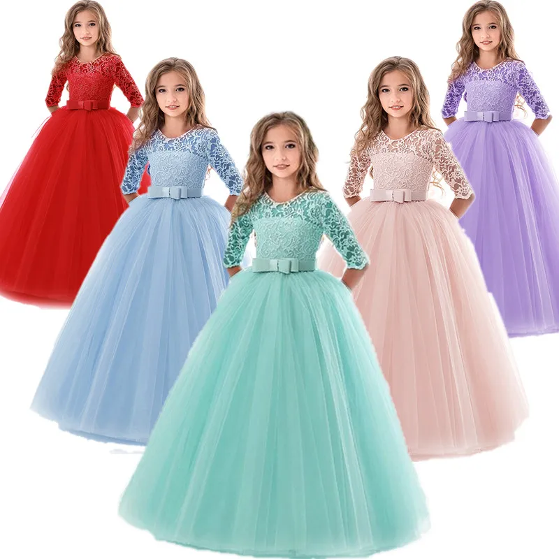

Kids Bridesmaid Flower Girls Wedding Kids Dresses For Girls Evening Party Dress Teenage Children Princess Dress 8 10 12 14 Years