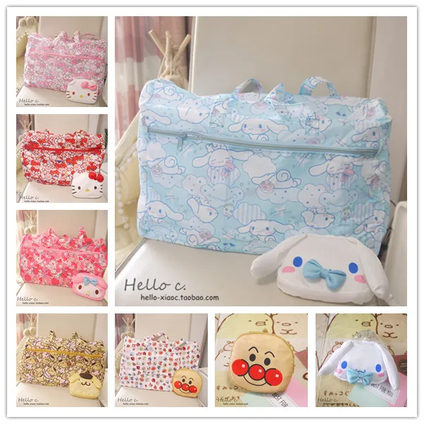 

Cartoon Hello Kitty My Melody Cinnamoroll Pompompurin Anpanman Portable Foldable Luggage Bag Travel Bags Trolley bag for women