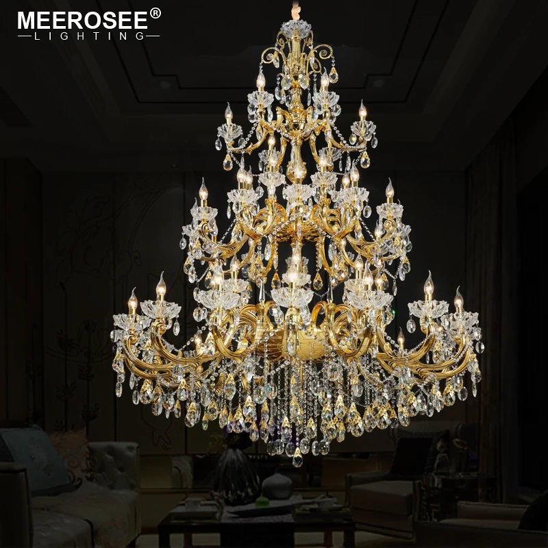 

Luxurious Crystal Chandelier Lighting Large Elegant Gold Silver Color Crystal Hanging lamp Fixture for Hotel Restaurant Foyer