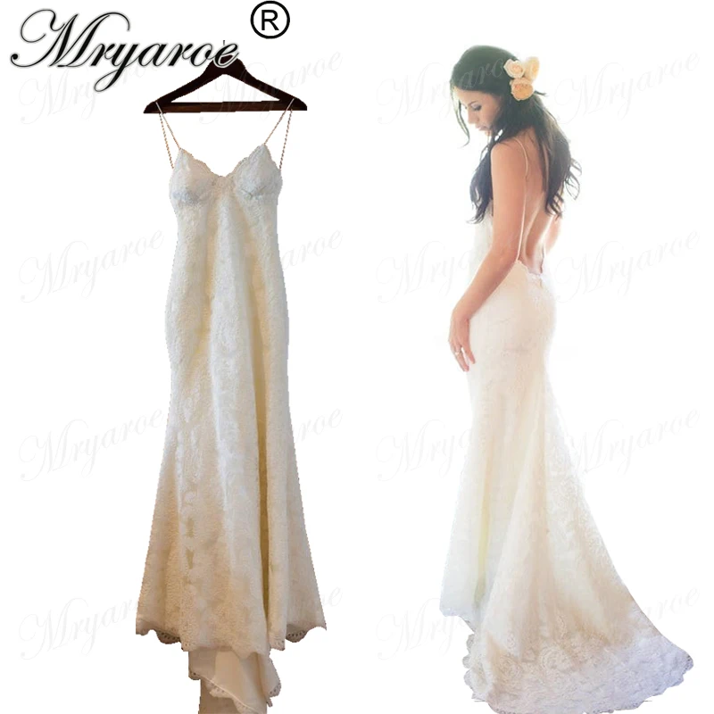 Vestido de noiva renda, свадебные платья русалки с кружевом, robe de mariage,, сексуальные пляжные свадебные платья с открытой спиной