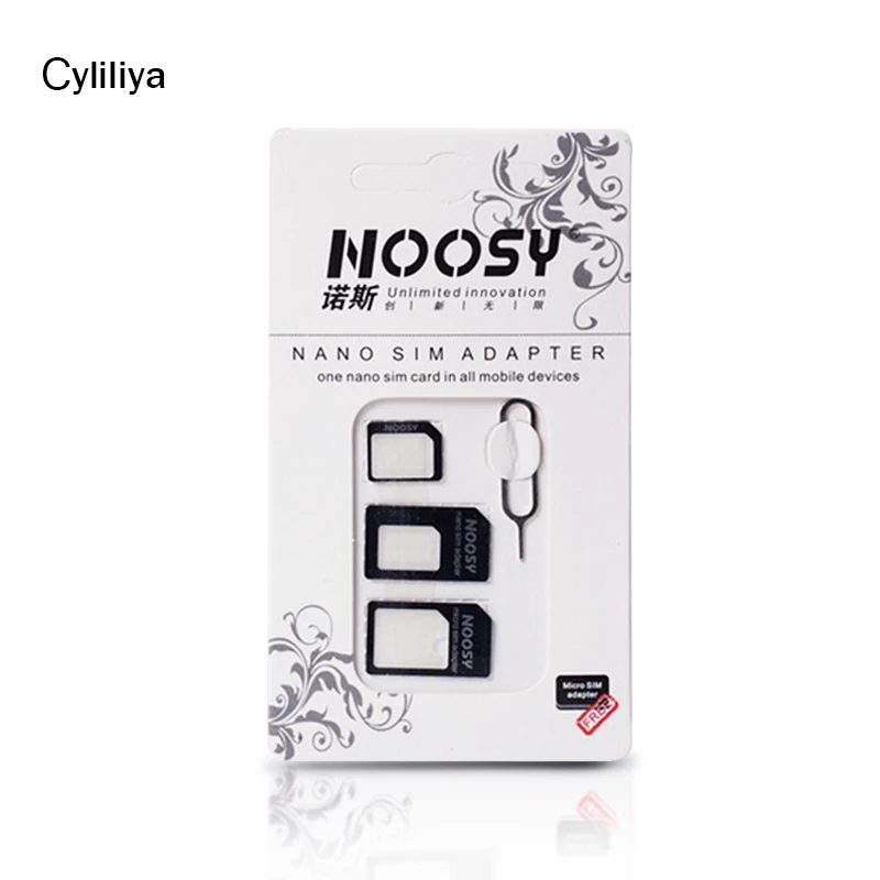 Cyliliya Noosy Nano адаптер для сим-карты 4 в 1 адаптер Micro-SIM с извлекающим контактным ключом Розничная упаковка для iPhone 5/5s 500 комплектов(2000 шт