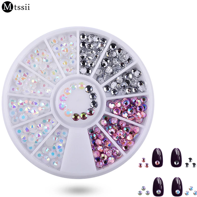 

Mtssii 1 Box Multi Color Nail Art Studs Resin Nail Rhinestones Shinny Jelly 3D Decorations in Wheel Manicure Tip Accessories