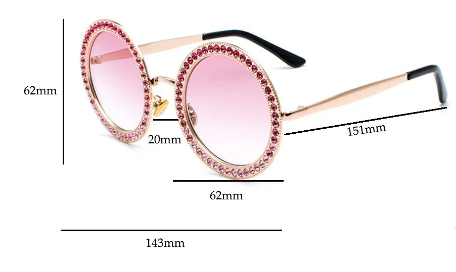 RBRARE Luxury Brand Sunglasses Women Crystal With Diamond Metal Frame Retro Gradient Sun Glasses Female Round Sunglasses