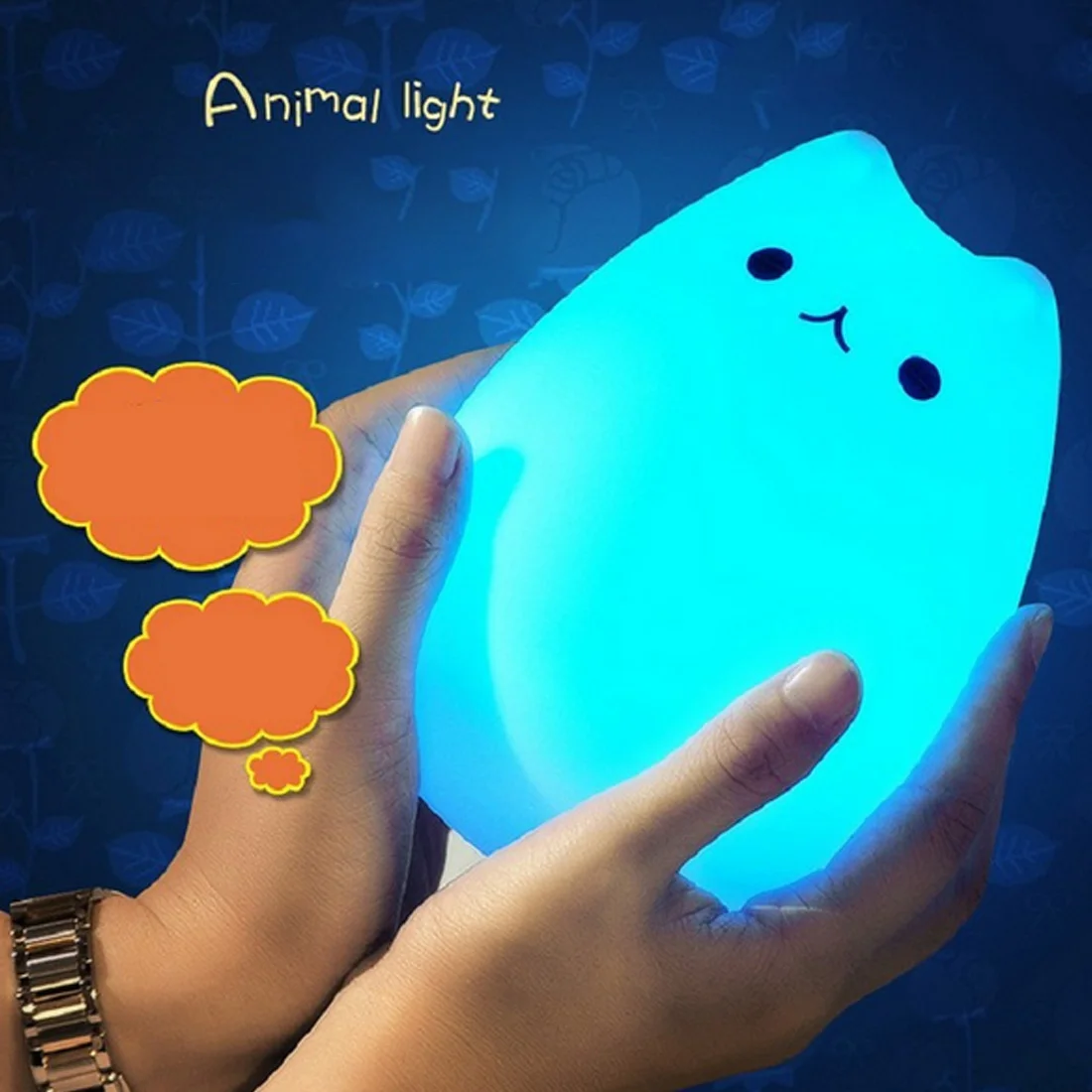 

7 Colors Cat LED USB Children Animal Night Light Silicone Soft Cartoon Baby Nursery Lamp Breathing LED Night Light