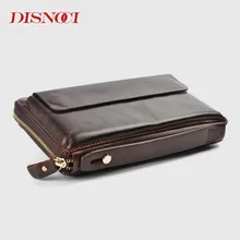DISNOCI кошелек из натуральной кожи на молнии большой вместительный клатч простой дизайн держатель для карт бизнес мужской Длинный кошелек