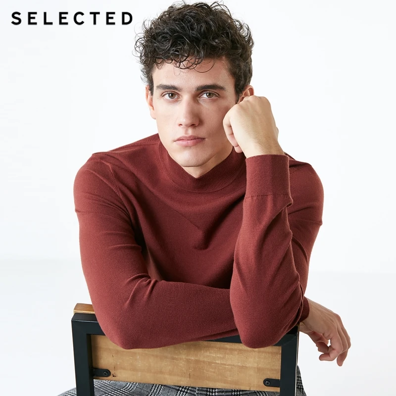 SELECTED Men's Autumn Pure Color Mock Neck Base Knitted