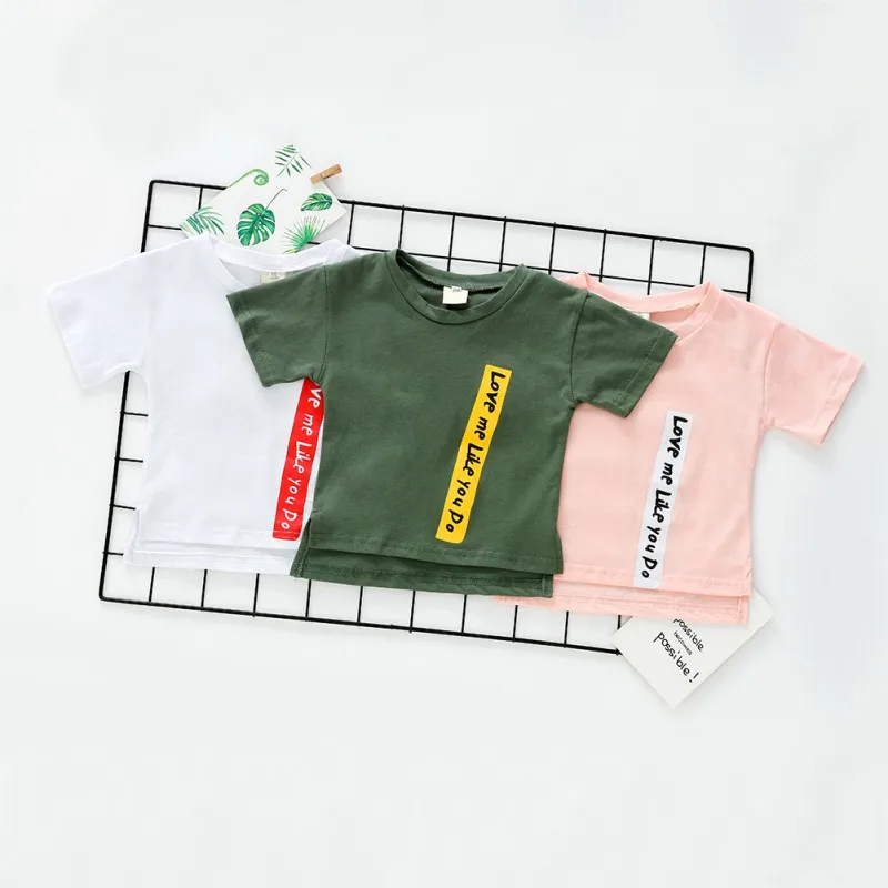 Летняя Детская футболка с буквенным принтом для мальчиков и девочек, детская одежда с короткими рукавами, Infantis для От 1 до 7 лет
