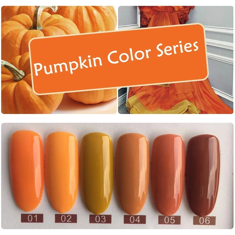 

MIZHSE Pumpkin Color Nail Polish Set Vernis Semi Permanent Top Base Coat Lak Builder Gel Paint Varnishes Primer UV Art
