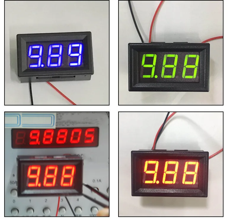 Горячая Распродажа, AC 4,5-30 в светодиодный цифровой вольтметр, инструмент, 2 провода, красный, зеленый, синий, DisplayDIY, 0,56 дюйма