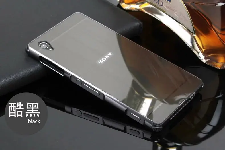 Чехол для sony Xperia Z3 с металлической рамкой и матовой акриловой задней крышкой, чехол для sony Xperia Z3 D6603 D6633 5,", Чехол для телефона s - Цвет: black