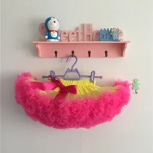 Детская желтая фатиновая юбка с ярко-розовой отделкой для маленьких девочек, танцевальная пачка принцессы с рюшами, нейлон, шифон, пышная юбка-американка, юбки