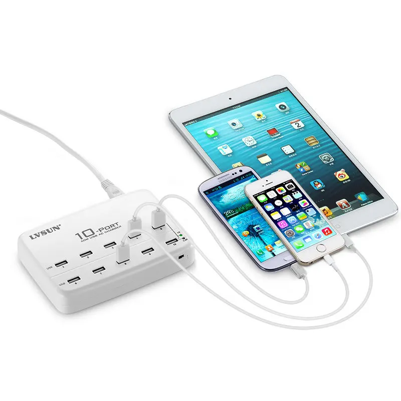 60W 12A 10 Port USB Mobile Phone Charger For iPad iPhone 6 Plus 6 5s