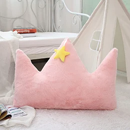 Фэнтези желтая звезда Луна Корона сердце форма плюшевая подушка мягкая подушка для дивана стула подушка из искусственного меха кролика спинка для кормящих девочек - Цвет: Pink crown