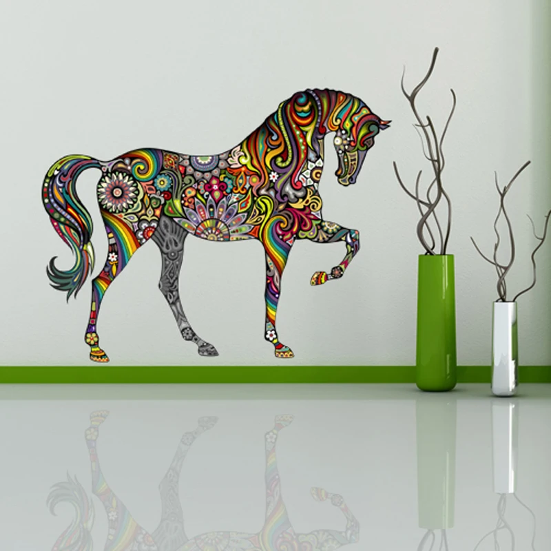 Креативные красочные Животные стикер на стену лошадь Фреска Искусство дом декоративные виниловые спальня комната Домашний декор 1 шт