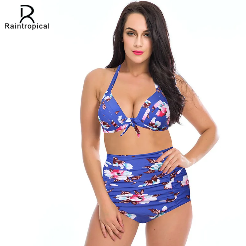 

High Waist Swimsuit 2019 New Bikinis Women Push Up Bikini Set Vintage Retro Floral Bathing Suit Beach Wear Plus Size Swimwear