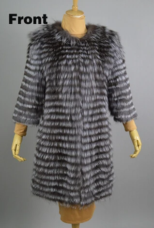 BFFUR, настоящее меховое пальто, роскошное, для женщин, Зимняя мода, стильный, натуральный мех, жилет, пальто, женское, серебряная лисица, шуба, русские шубы, тонкие - Цвет: Silver  80cm