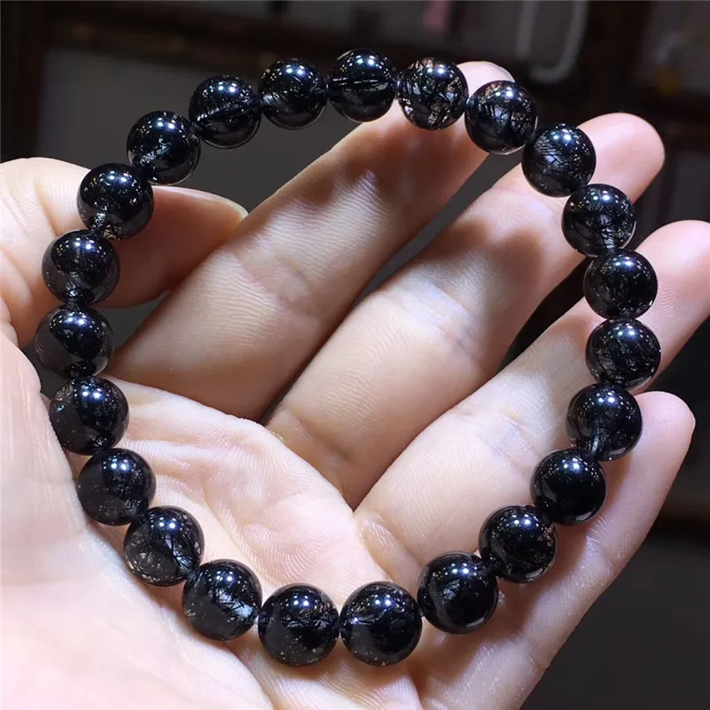 Natural Black Hair Rutilated Quartz Stone Bracelet (4)