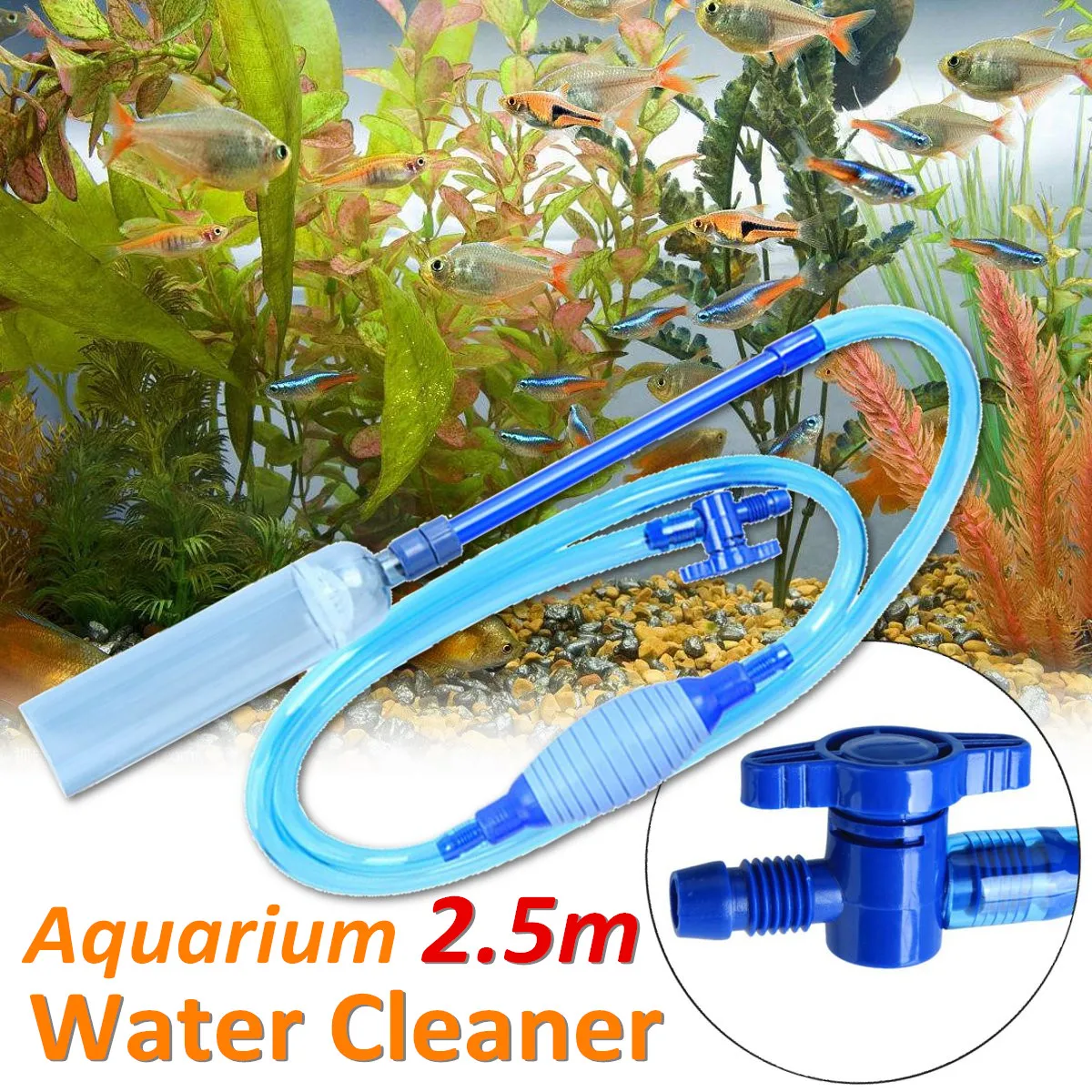 Aquarium Water Change Fish Tank Hand Pump Gravel Cleaner Siphon Filter