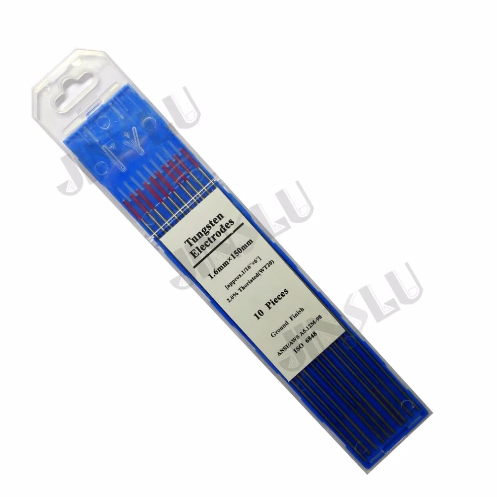 

Free shipping 2% red tip WT20 1.6*150mm tig thorium tungsten electrode 10pcs