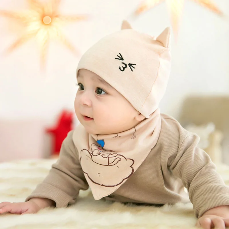 2018 Hot Sale Unisex Baby Hat + Scarf Cap Cotton 0-6M Cute Animal Pattern Newborn Photography Props Newborn Baby Accessories (16)