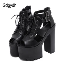 Женские босоножки со шнуровкой Gdgydh, черные, обувь с открытым носком на высоком каблуке и ремешком на щиколотке для ночного клуба, свадьбы для лета