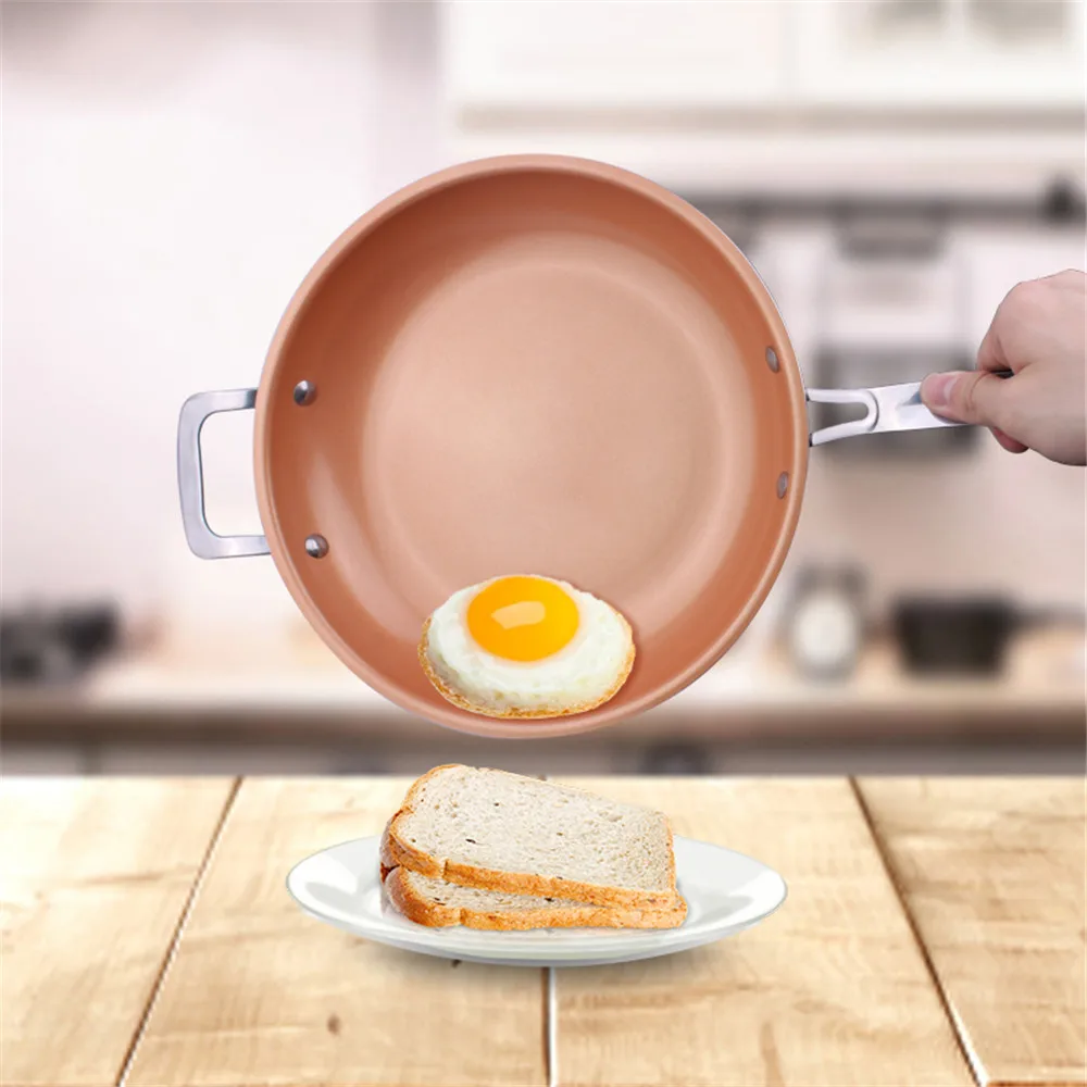 

Non-stick Copper Frying Pan With Ceramic Coating And Induction Cooking Oven Safe