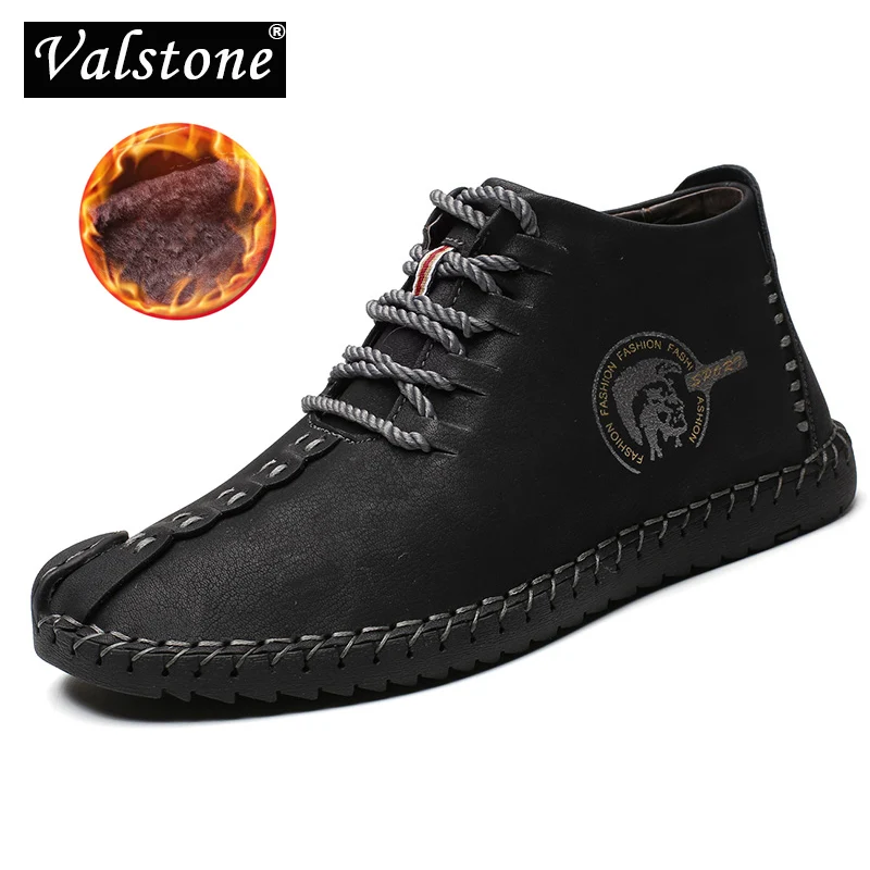 Comprar Valstone gran oferta zapatillas casuales de cuero para hombre de invierno tamaño grande 48 botas heladas vintage Zapatos altos cálidos caqui negro dorado