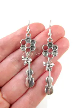 

10pairs Sherlock holmes inspired Earrings Bees and Violins charms earrings In silver