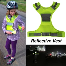 Регулируемый велосипед детская безопасность Высокая видимость светоотражающий жилет шестерни полосы куртка ночь бег